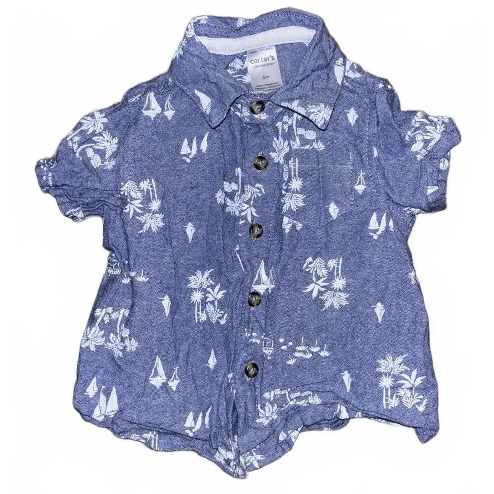 Carters Kid's Button-Up Shirts (Set of 3) - Adorable Shirt Size Range 0-6 Months